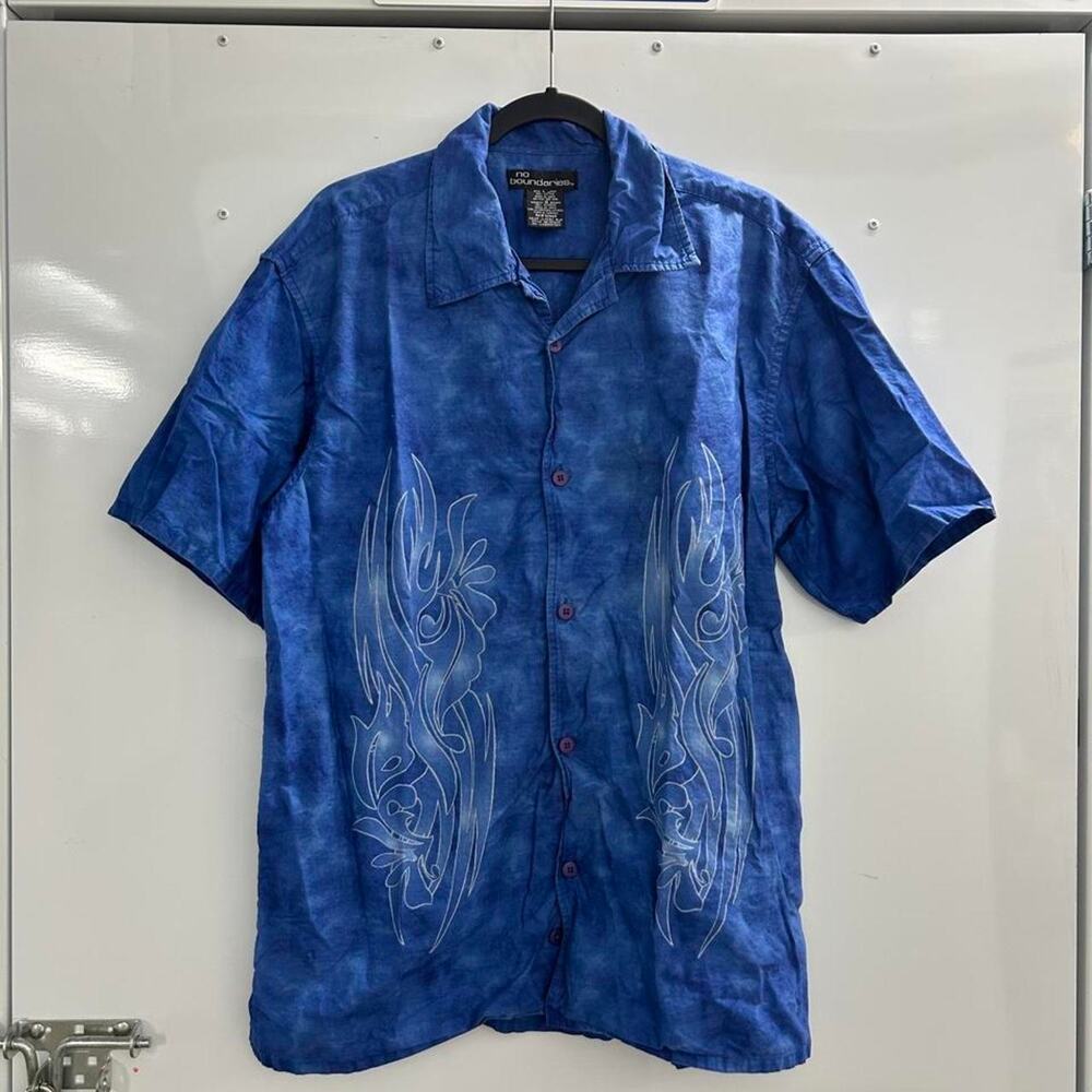 Y2K No Boundaries blue cotton button-up shirt